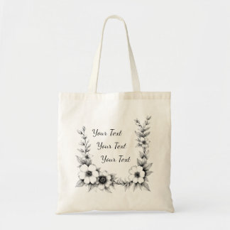 Personalised Floral Frame Tote Bag