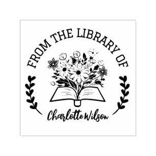 Personalised Floral From The Library Of Book Stamp