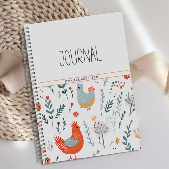 Personalised Floral Fun Chicken Journal  (Creator Uploaded)