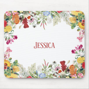 Personalised Floral Garden Colourful Flowers Mouse Pad