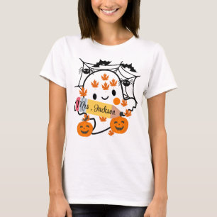 Personalised floral ghost teacher Halloween T-Shirt