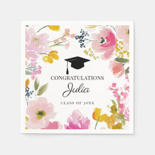 Personalised Floral Graduation Party Decor Napkin