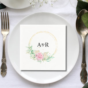 Personalised Floral Greenery Circle Wedding Paper Napkin