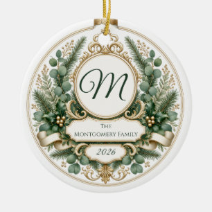 Personalised Floral Greenery Family Ceramic Ornament