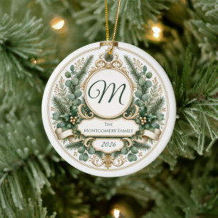 Personalised Floral Greenery Photo Ceramic Ornament