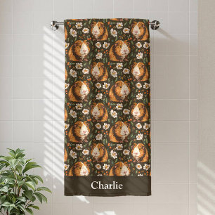 Personalised Floral Guinea Pig Bath Towel