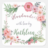 Personalised Floral Handmade with Love by Sticker