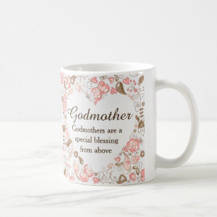Personalised Floral Heart Godmother Coffee Mug