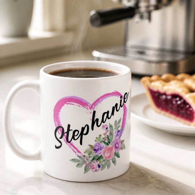 Personalised Floral Heart Mug (Creator Uploaded)
