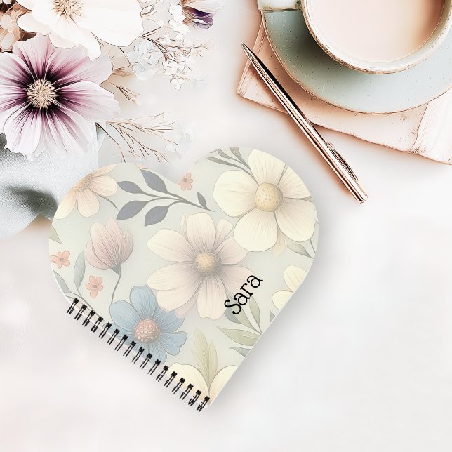 Personalised Floral Heart-Shaped Notebook (Creator Uploaded)