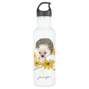 Personalised Floral Hedgehog 710 Ml Water Bottle