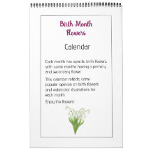Personalised Floral Illustrations Calendar