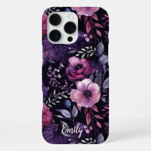 Personalised Floral in Purple and Pink Watercolor iPhone 16 Pro Max Case
