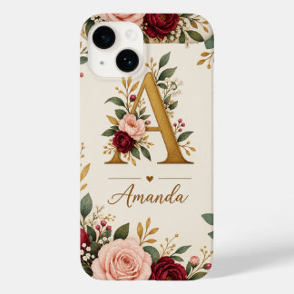 Personalised Floral Initial Monogram Case-Mate iPhone 14 Case