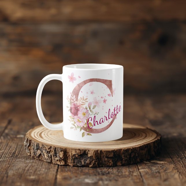 Personalised Floral Initial Mug – Letter C (Creator Uploaded)