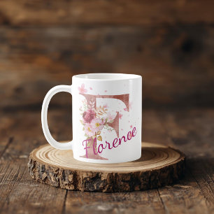 Personalised Floral Initial Mug – Letter F