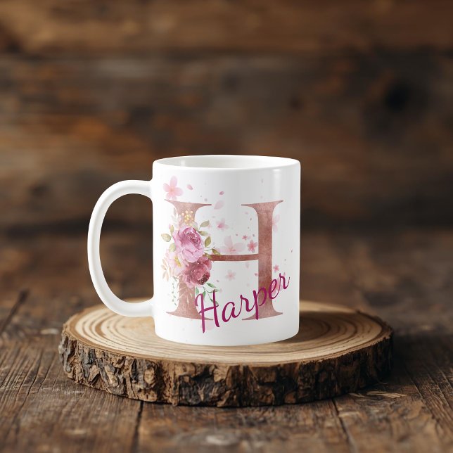 Personalised Floral Initial Mug – Letter H (Creator Uploaded)