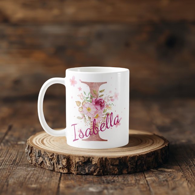 Personalised Floral Initial Mug – Letter I (Creator Uploaded)