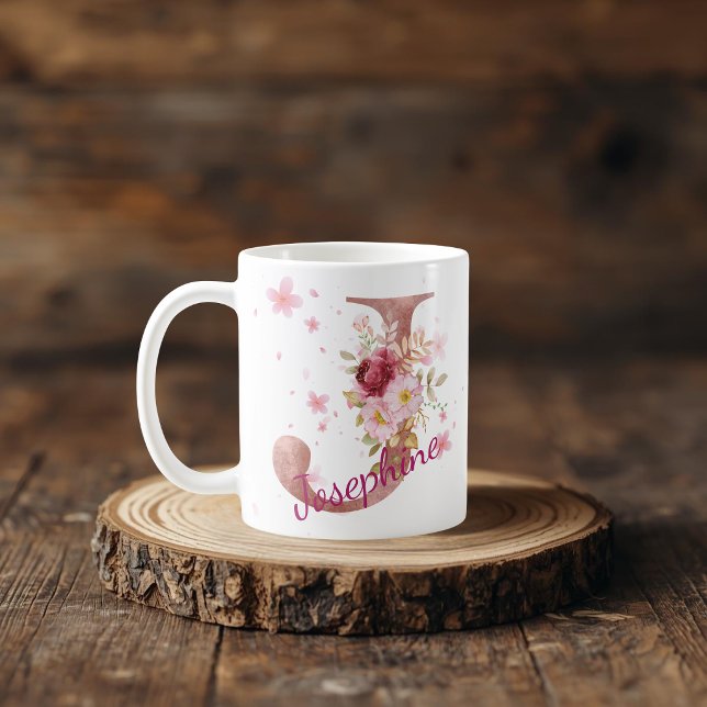Personalised Floral Initial Mug – Letter J (Creator Uploaded)