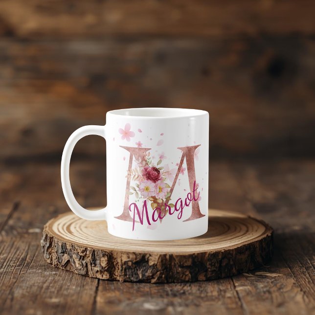 Personalised Floral Initial Mug – Letter M (Creator Uploaded)