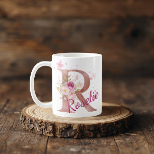 Personalised Floral Initial Mug – Letter R