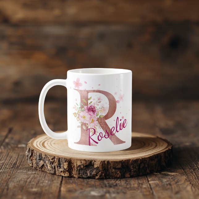 Personalised Floral Initial Mug – Letter R (Creator Uploaded)