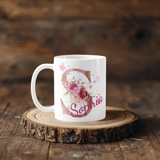 Personalised Floral Initial Mug – Letter S (Creator Uploaded)