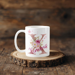 Personalised Floral Initial Mug – Letter X
