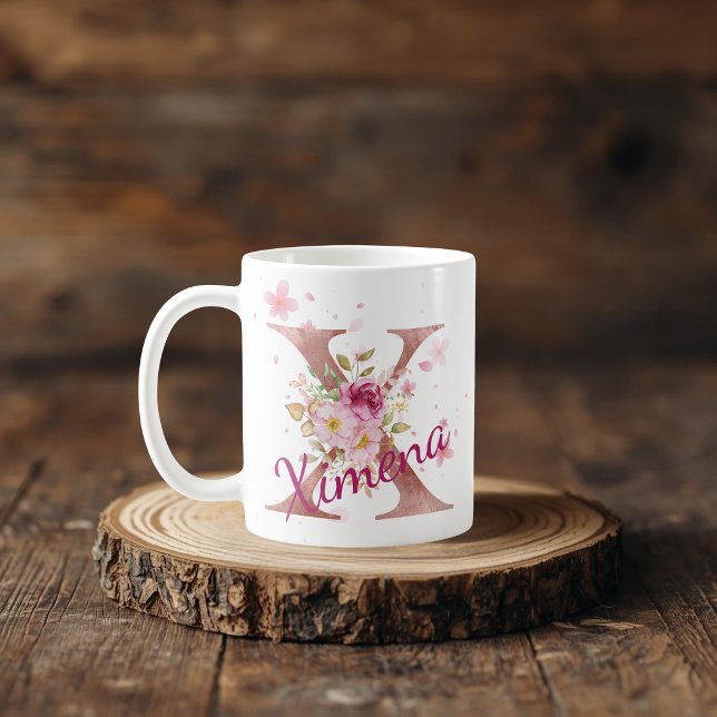 Personalised Floral Initial Mug – Letter X (Creator Uploaded)