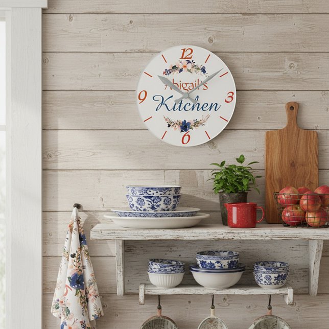 Personalised floral kitchen round clock (Creator Uploaded)