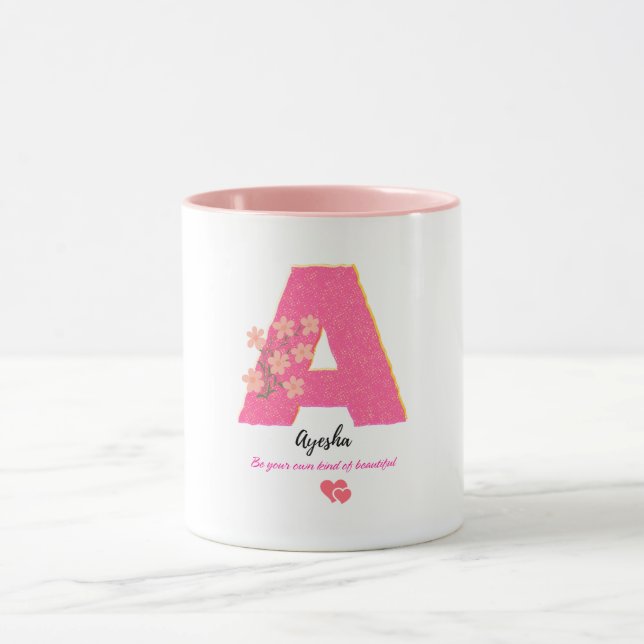 Personalised floral letter A mug /elegent monogram (Center)