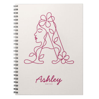 Personalised Floral Letter A Notebook | Custom Nam