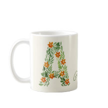 Personalised Floral Letter A with Orange Flowers