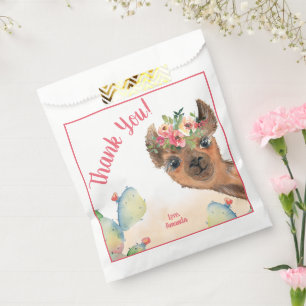 Personalised Floral Llama Birthday Favour Bag