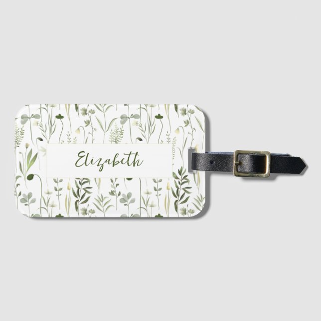 Personalised Floral Luggage Tag (Front Horizontal)