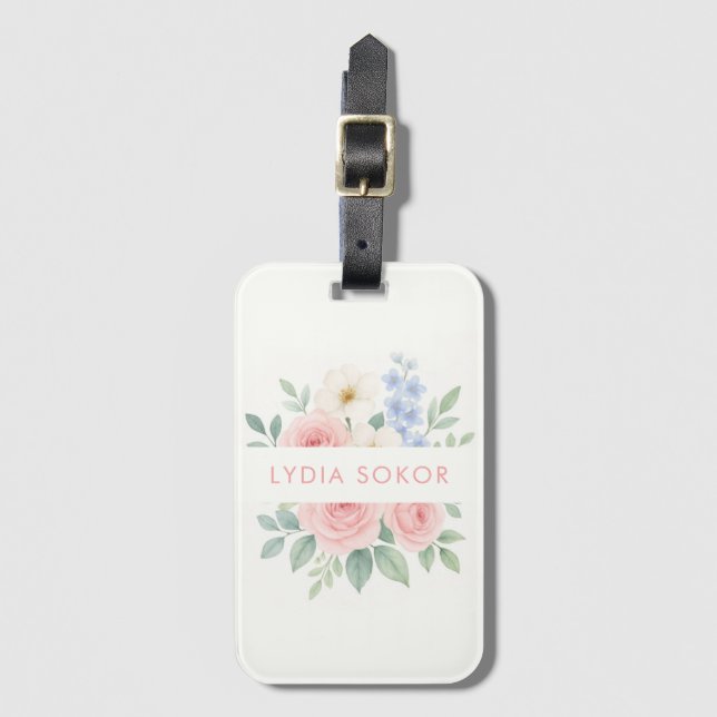 Personalised Floral Luggage Tag (Front Vertical)