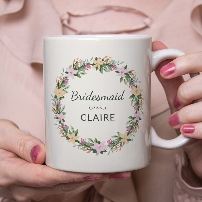 Personalised Floral Maid of Honour Mug (Creator Uploaded)