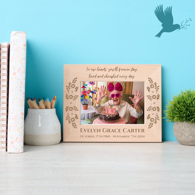 Personalised Floral Memorial Name Remembrance  Etched Frames (Creator Uploaded)