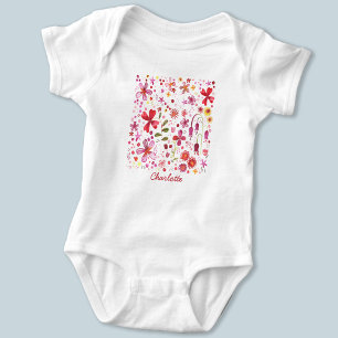Personalised Floral Modern Watercolor Baby Bodysuit