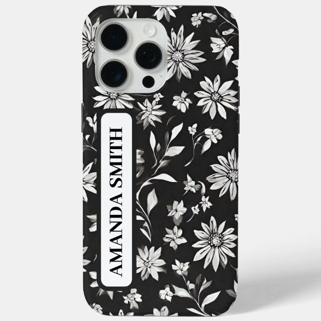 Personalised Floral Monochrome Pattern Case-Mate iPhone Case (Back)