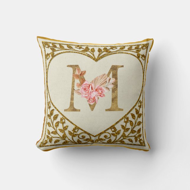 Personalised Floral Monogram Cushion (Front)