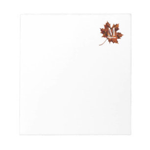 Personalised Floral Monogram Fall Maple Leaf Notepad
