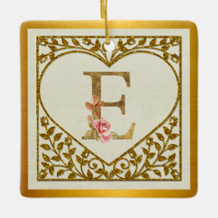 Personalised Floral Monogram, From A to Z  Ceramic Ornament