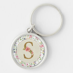 Personalised Floral Monogram, From A to Z Key Ring