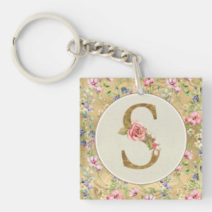 Personalised Floral Monogram, From A to Z  Key Ring