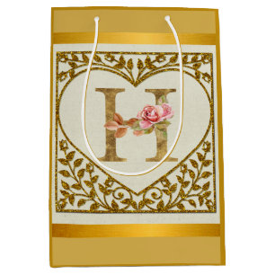 Personalised Floral Monogram, From A to Z Medium Gift Bag