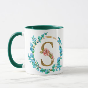 Personalised Floral Monogram, From A to Z Mug