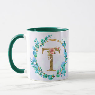 Personalised Floral Monogram, From A to Z Mug