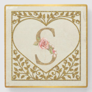 Personalised Floral Monogram, From A to Z Stone Coaster