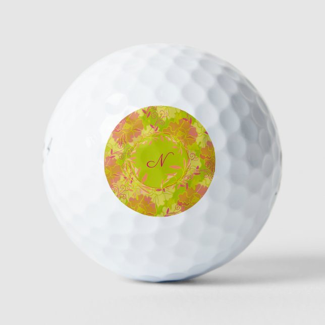 Personalised Floral Monogram Golf Ball | Custom In (Front)